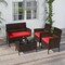 Costway 4 PCS Patio Furniture Set with Washable Cushions and Tempered Glass Coffee Table Beige/Black/Navy/Grey/Turquoise/Red/Blue/Orange